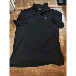 Psycho Bunny Mens Size 7 Black Polo Shirt Short Sleeve Polyester Blend Golf